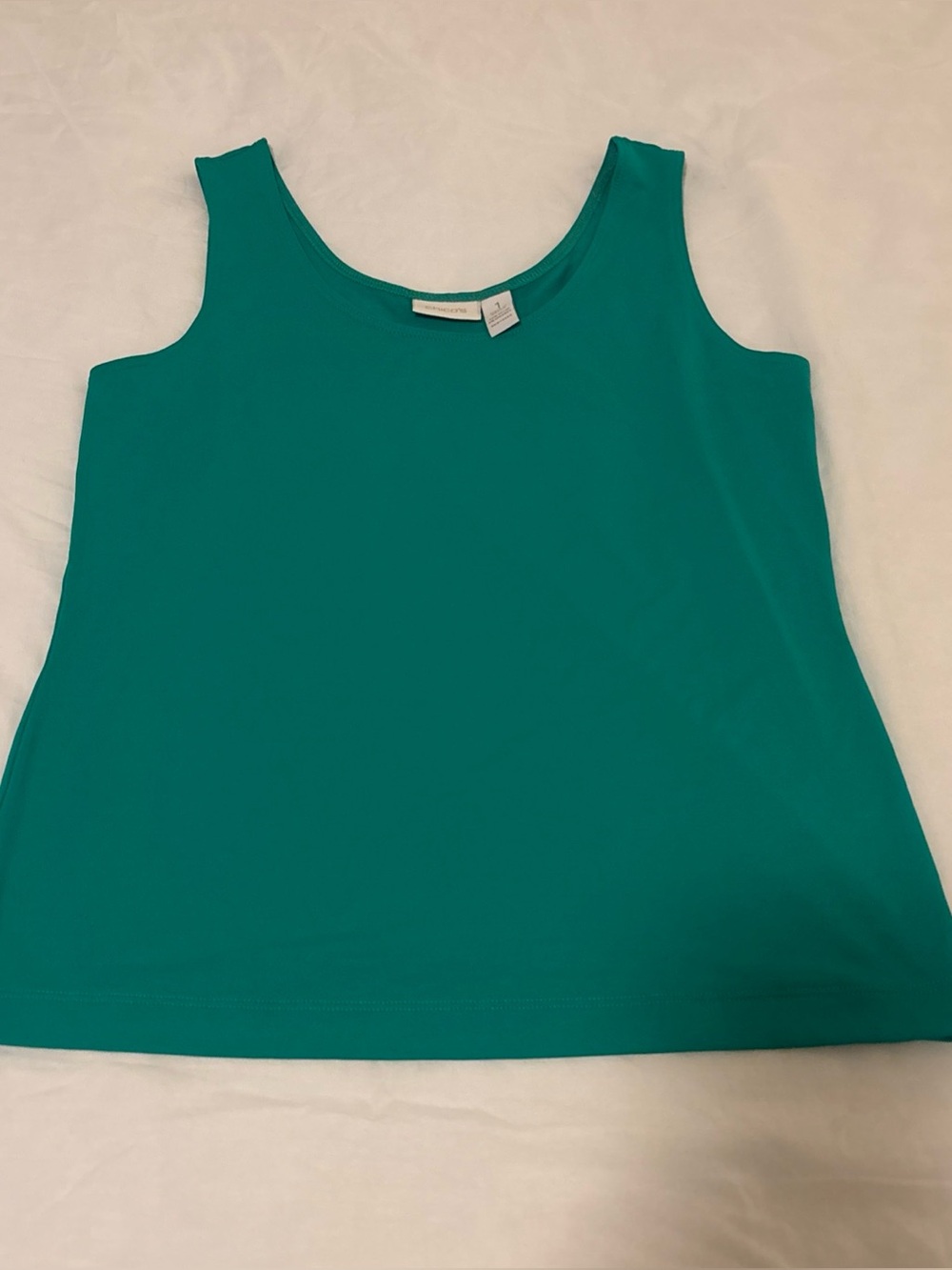 Women’s Chico's Size 1 Tank Top, Nylon Scoop Neck Kelly Green EUC
